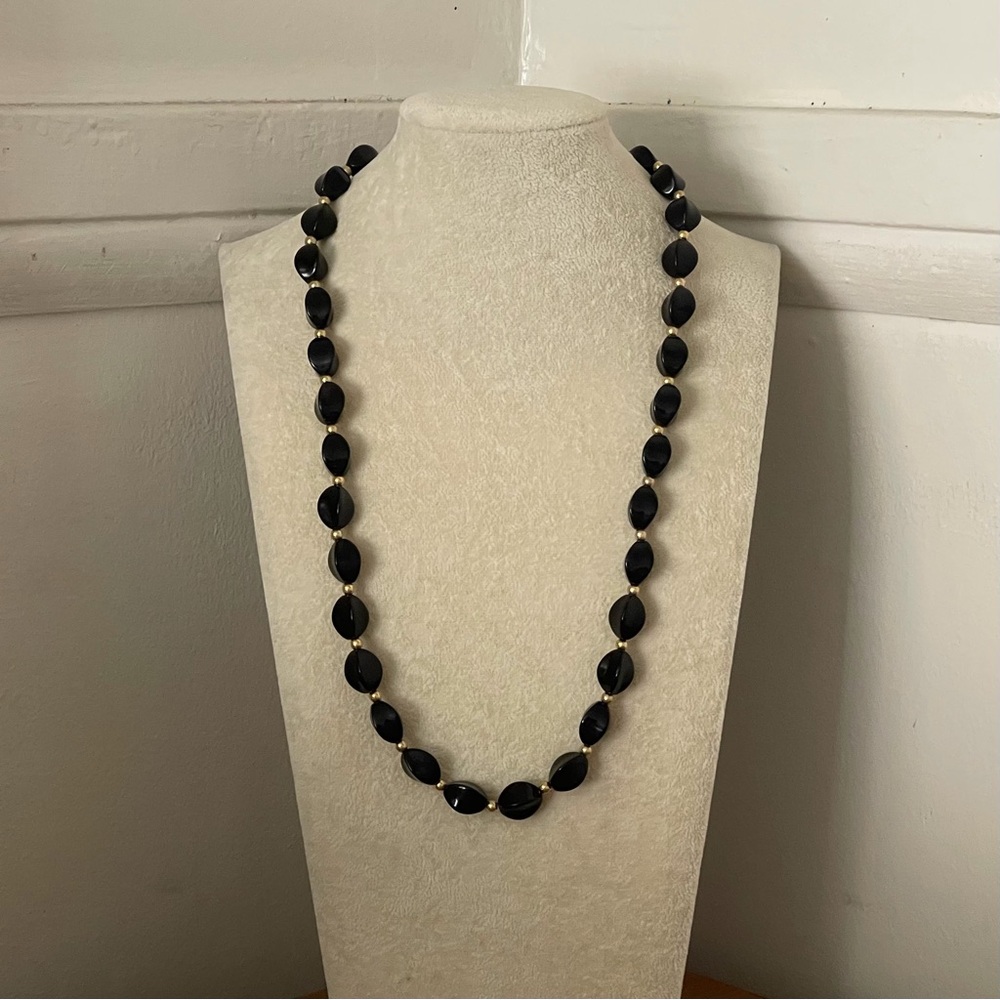 Vintage Acrylic Beaded Black Necklace